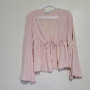 ASOS Pale Pink V-Neck Drawstring Peplum Top
